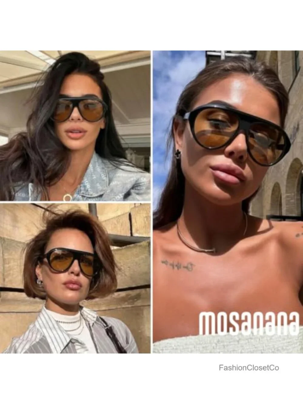 Oversized Aviator Sunglasses Women Retro UV400 Protection Street Style